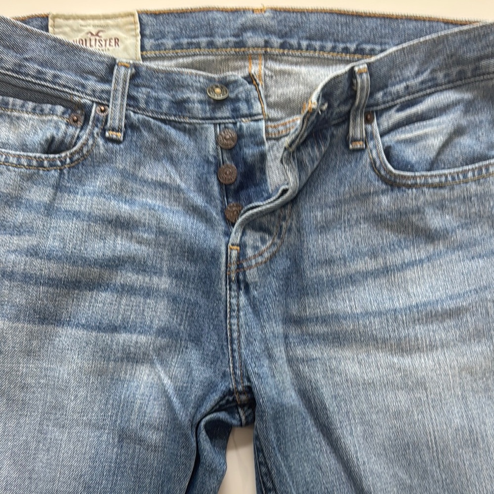 Hollister Men's Bootcut Button Fly Jeans - Light Blue